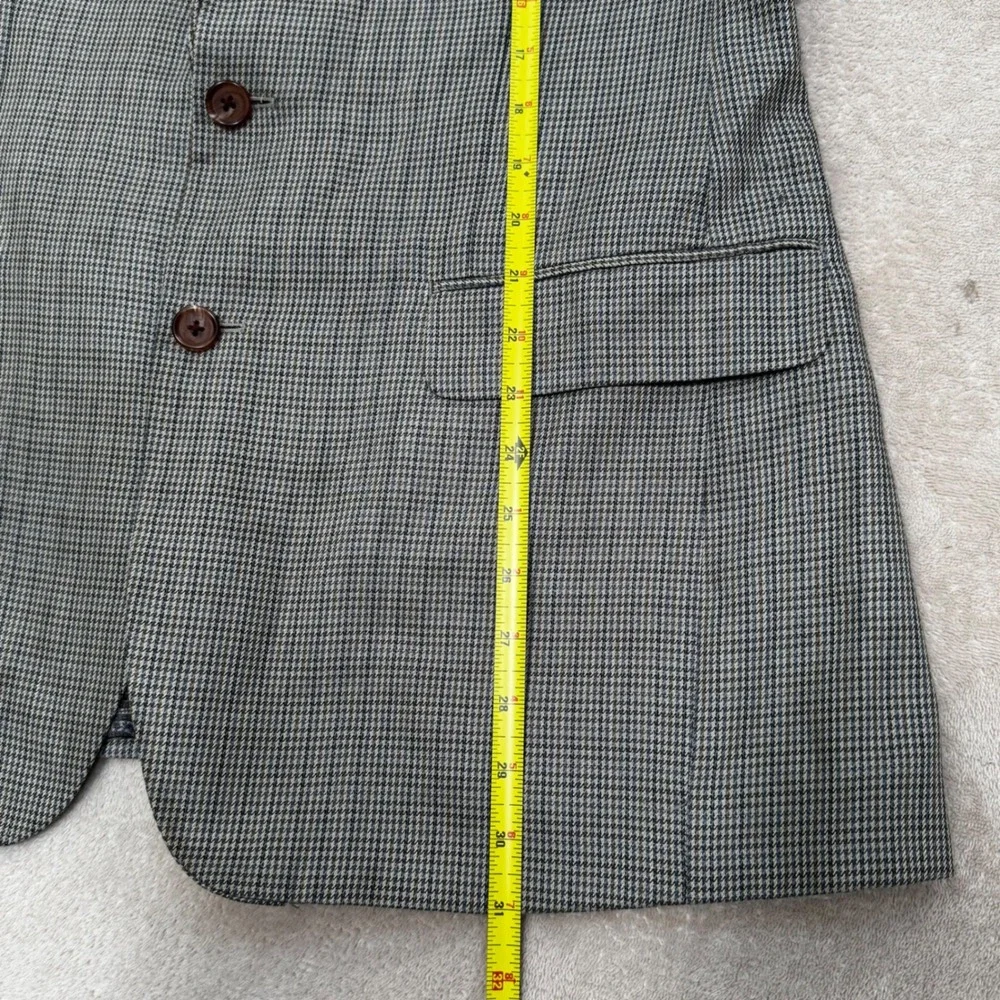 Ralph Lauren Silk Wool Houndstooth‎ Blazer Grey Blue 40R Dillard's Sport Coat